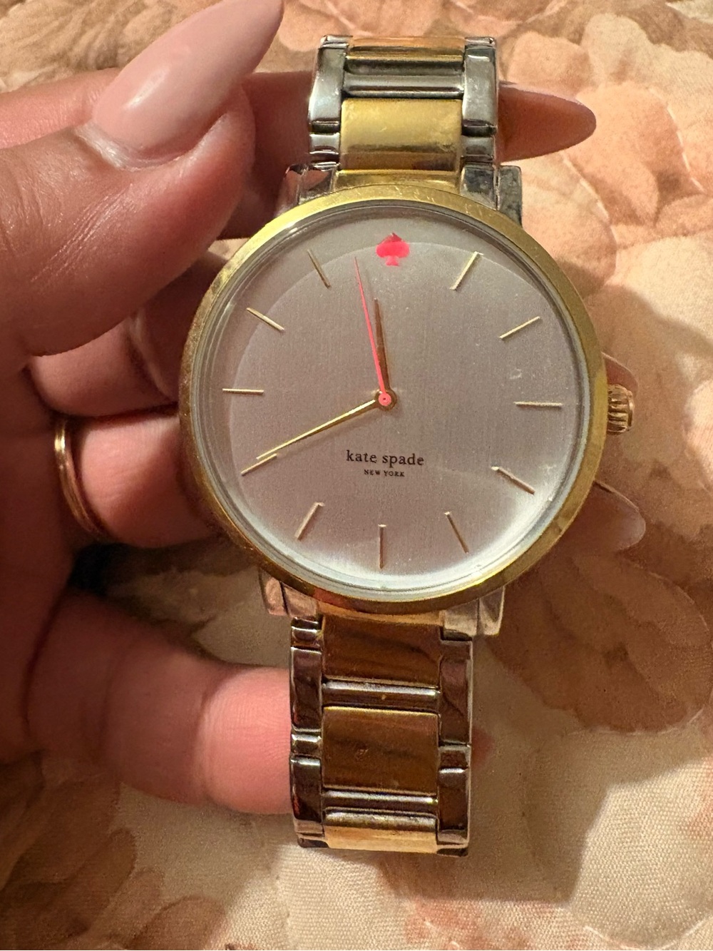 kate spade Two-Tone Gold and Silver Ladies Bracelet Watch with Pink Accent